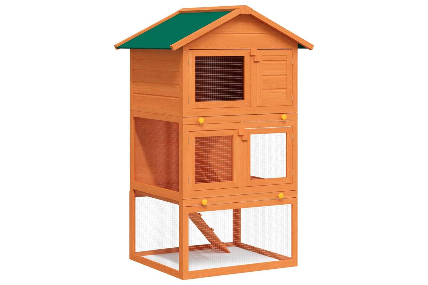 Vidaxl Outdoor Rabbit Hutch Small Animal House Pet Cage 3 Layers Wood