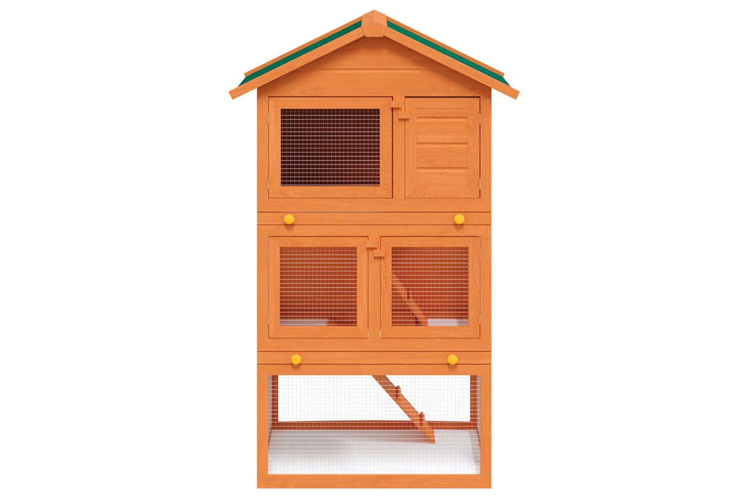 Vidaxl Outdoor Rabbit Hutch Small Animal House Pet Cage 3 Layers Wood-3