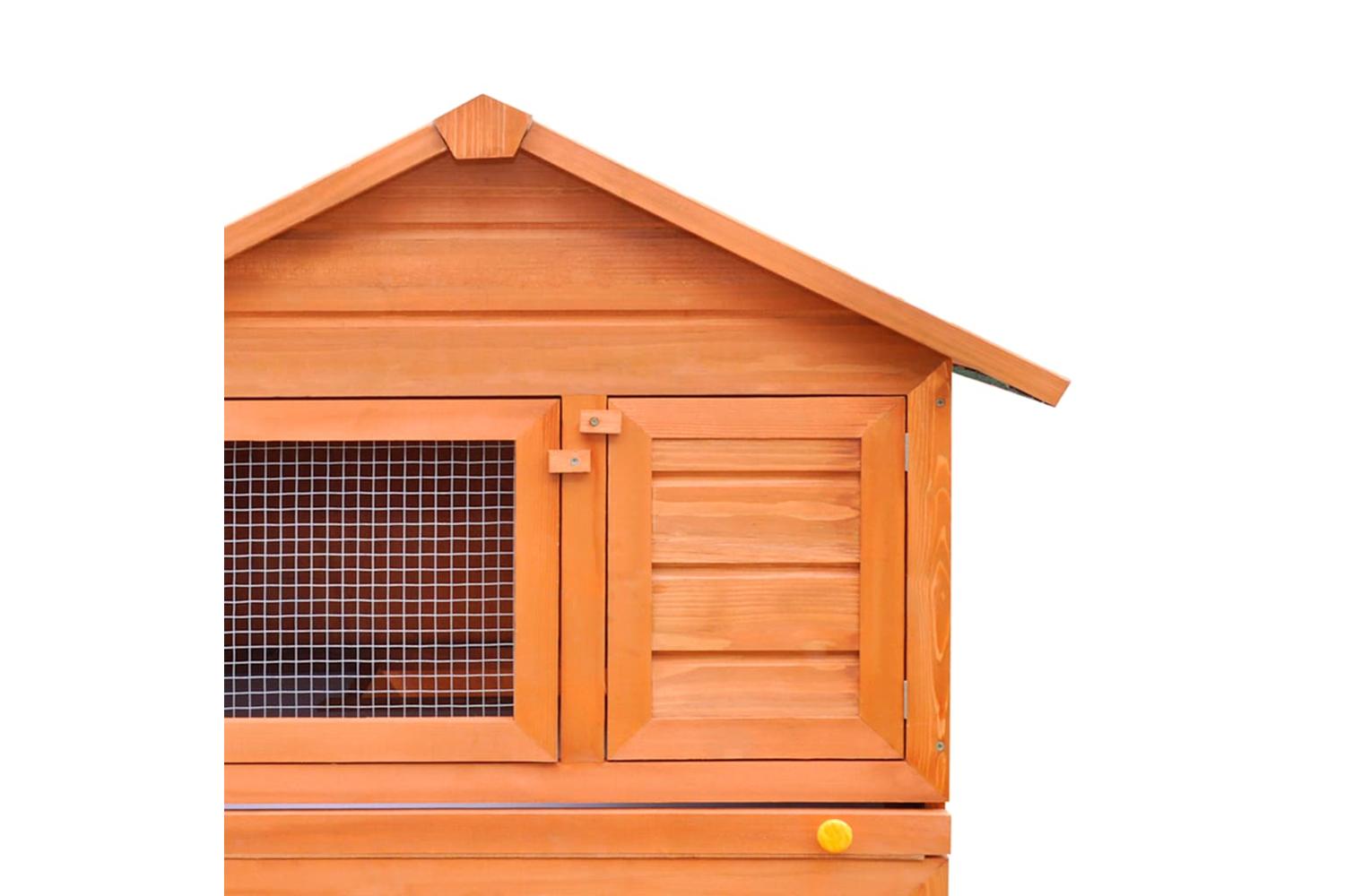 Vidaxl Outdoor Rabbit Hutch Small Animal House Pet Cage 3 Layers Wood-7