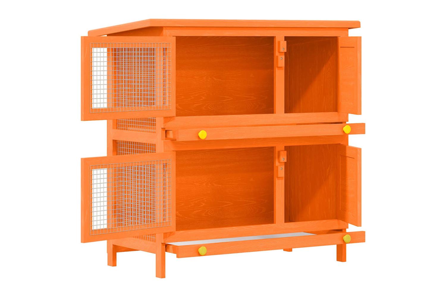 Vidaxl Outdoor Rabbit Hutch Small Pet Cage 4 Door Wood-3