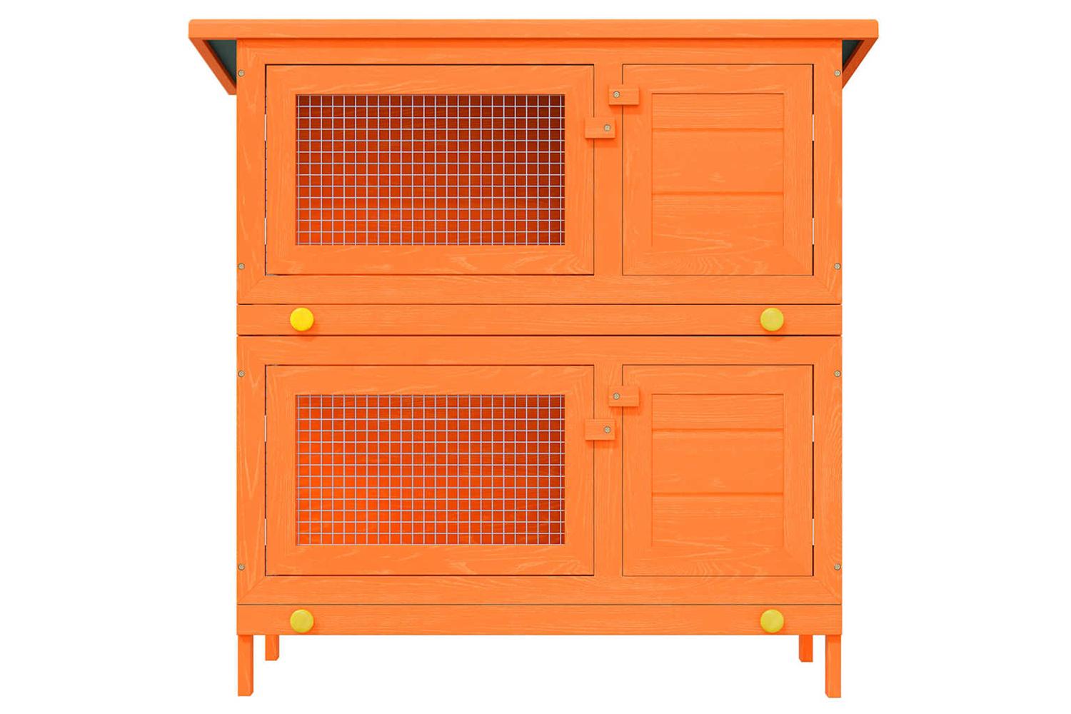 Vidaxl Outdoor Rabbit Hutch Small Pet Cage 4 Door Wood-4