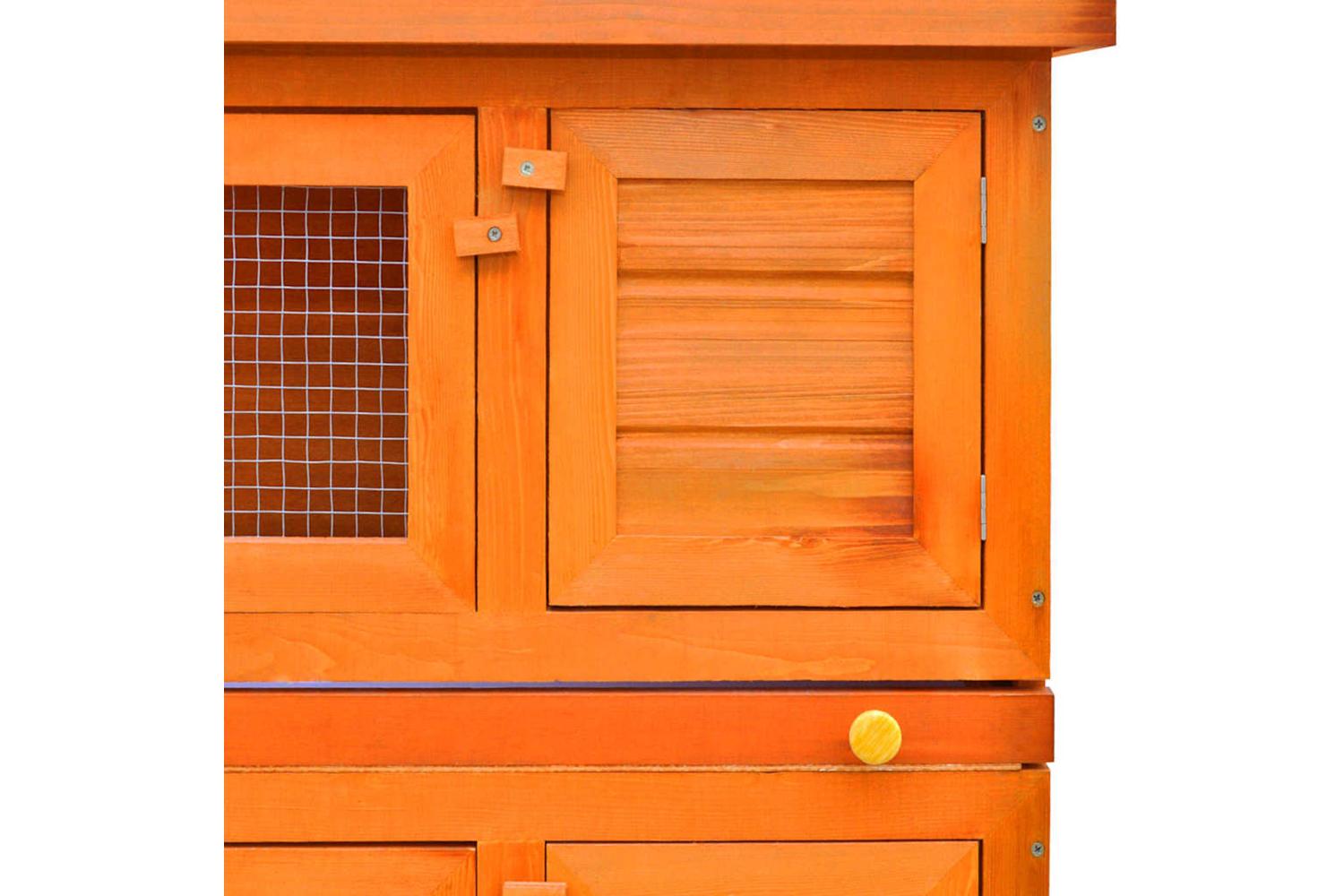 Vidaxl Outdoor Rabbit Hutch Small Pet Cage 4 Door Wood-6