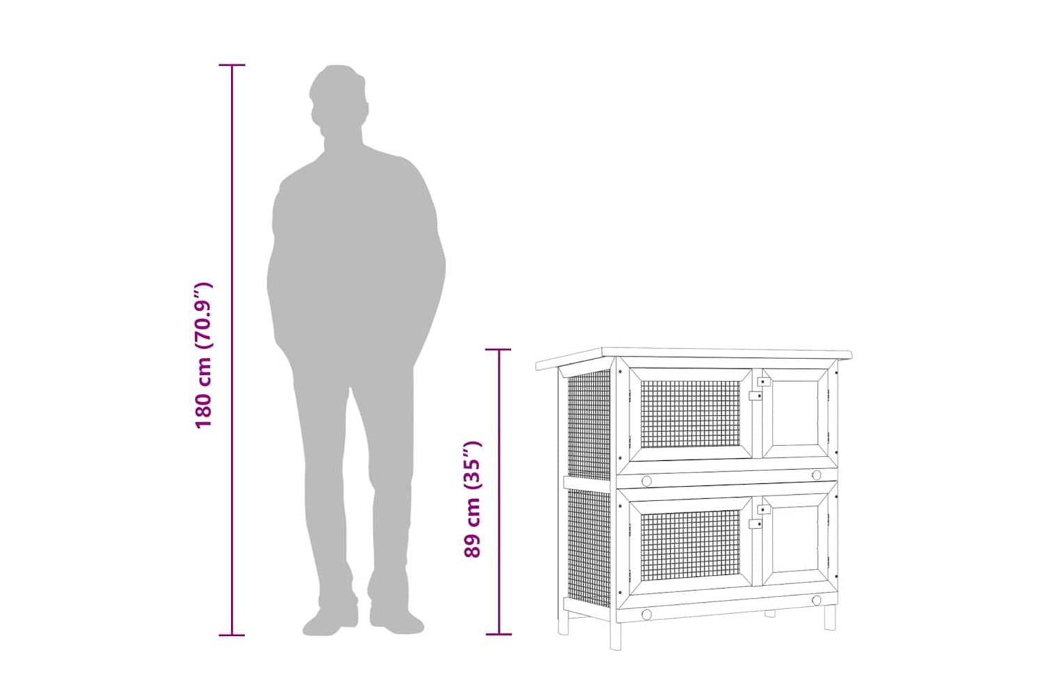 Vidaxl Outdoor Rabbit Hutch Small Pet Cage 4 Door Wood-8