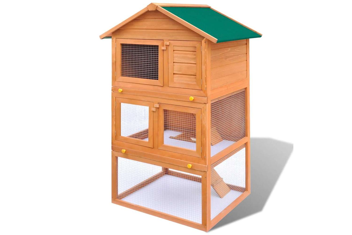 Vidaxl Outdoor Rabbit Hutch Wooden Cage 3 Layers-2