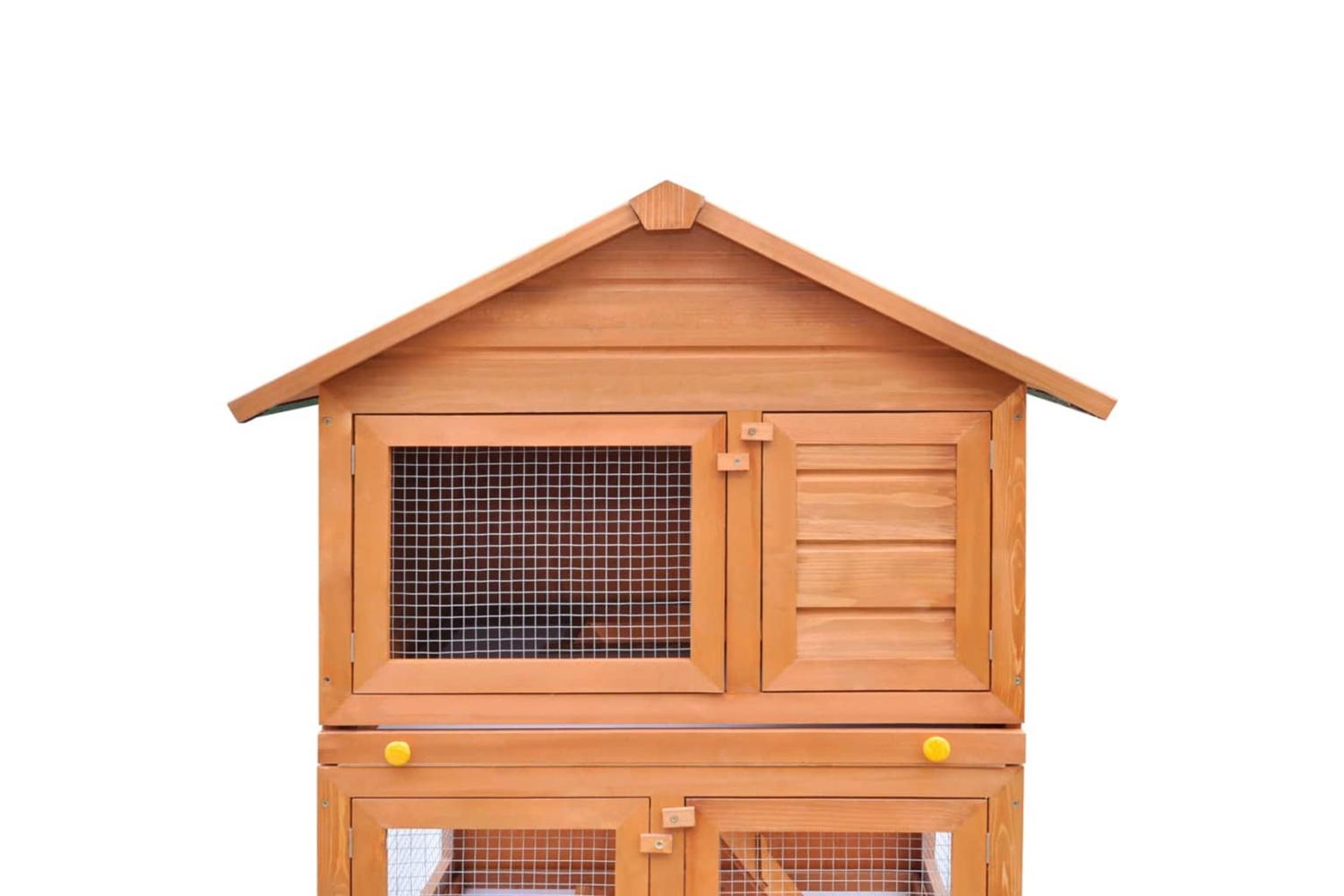Vidaxl Outdoor Rabbit Hutch Wooden Cage 3 Layers-3