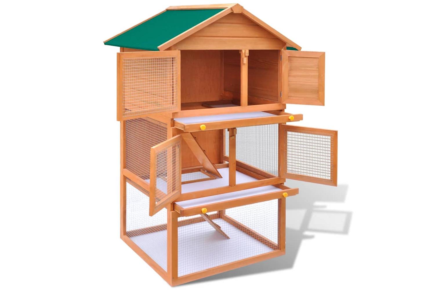 Vidaxl Outdoor Rabbit Hutch Wooden Cage 3 Layers-5