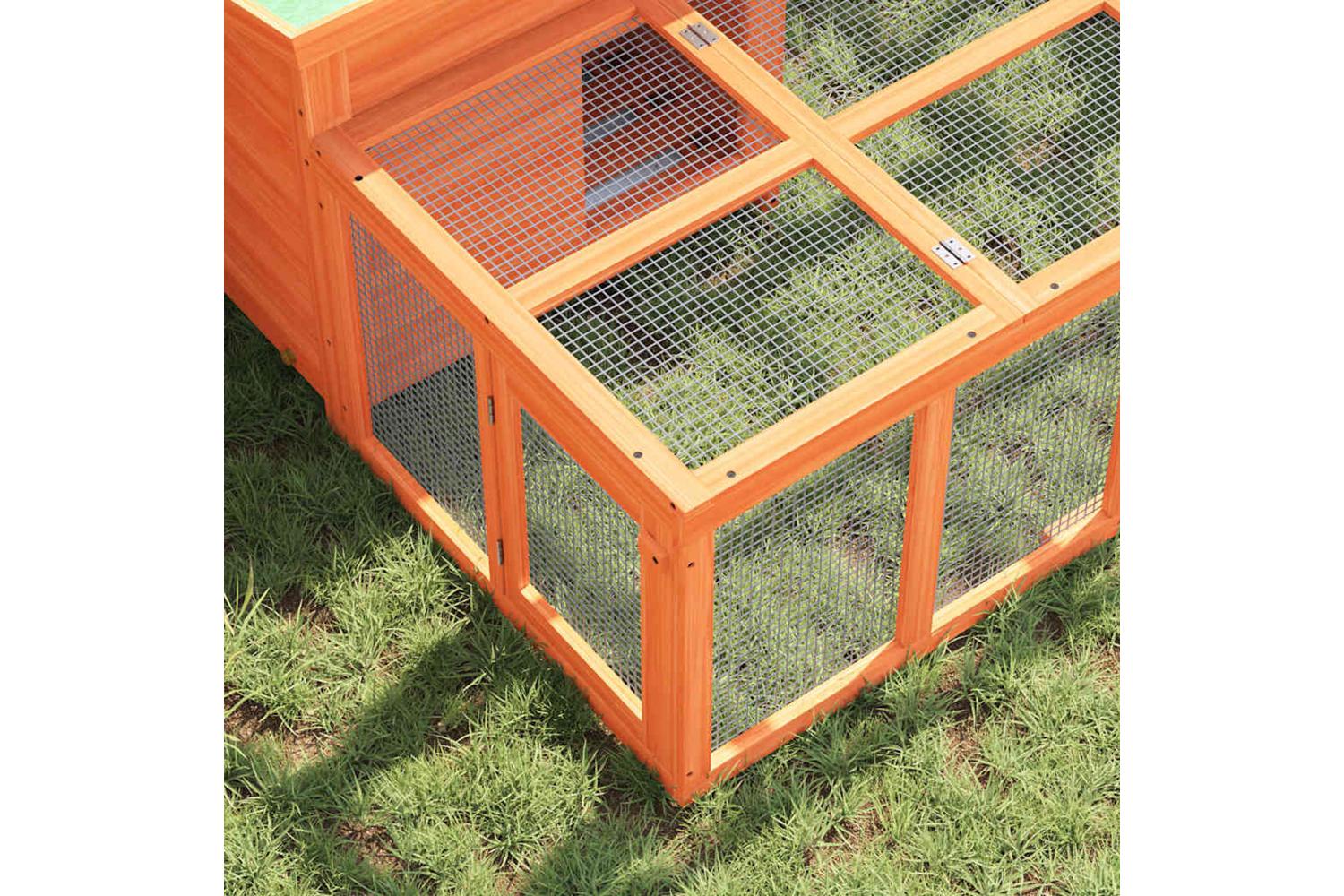 Vidaxl Rabbit Hutch Brown 144x123x675 Cm Solid Wood Pine-4