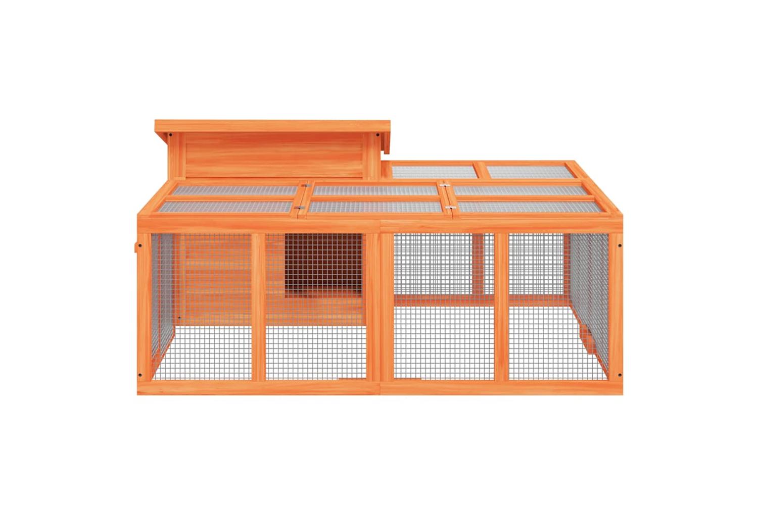 Vidaxl Rabbit Hutch Brown 144x123x675 Cm Solid Wood Pine-6