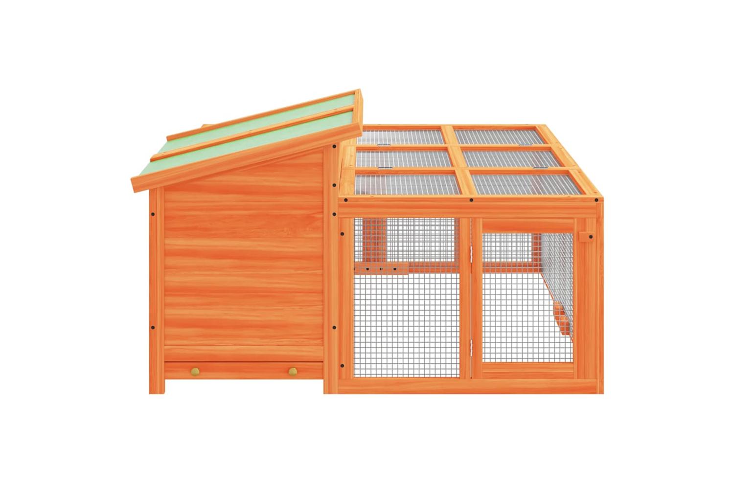 Vidaxl Rabbit Hutch Brown 144x123x675 Cm Solid Wood Pine-8