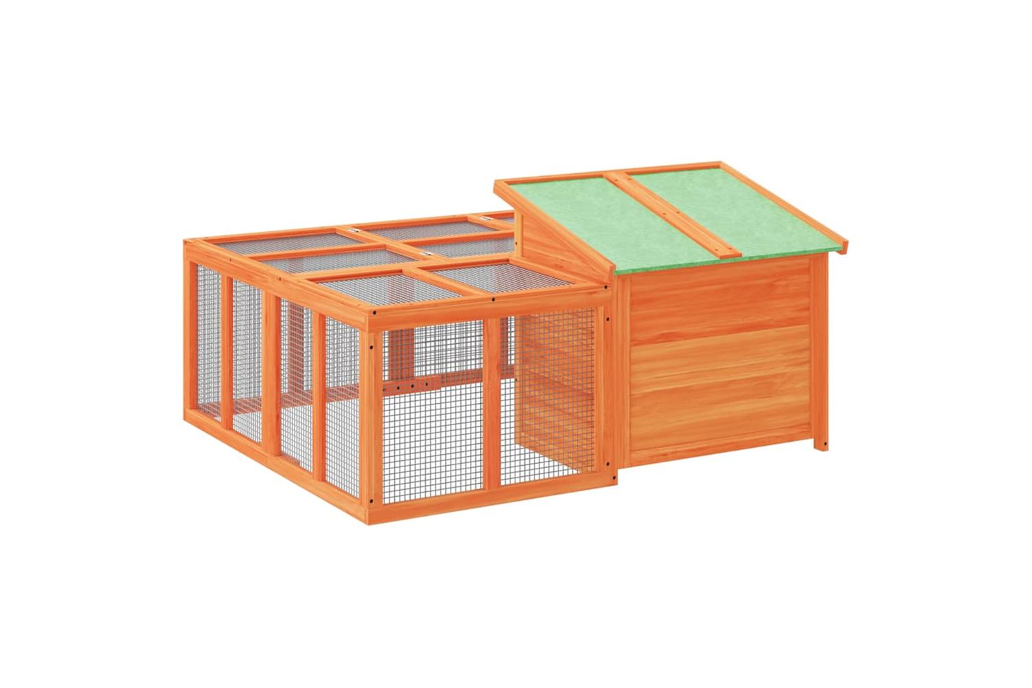 Vidaxl Rabbit Hutch Brown 144x123x675 Cm Solid Wood Pine-9