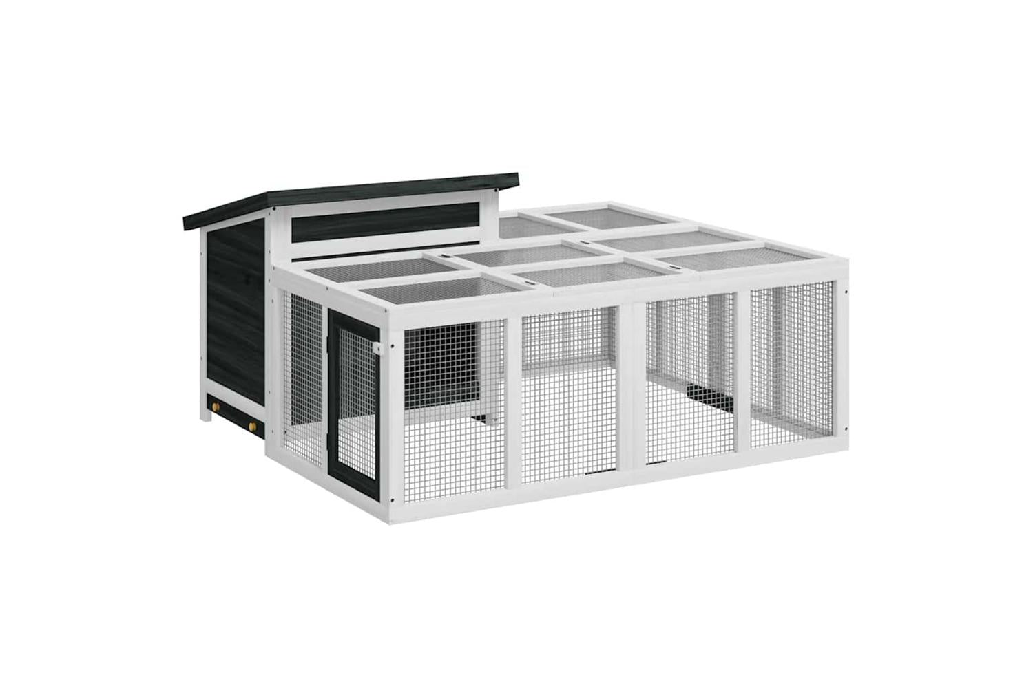 Vidaxl Rabbit Hutch Grey 144x123x675 Cm Solid Wood Pine-2