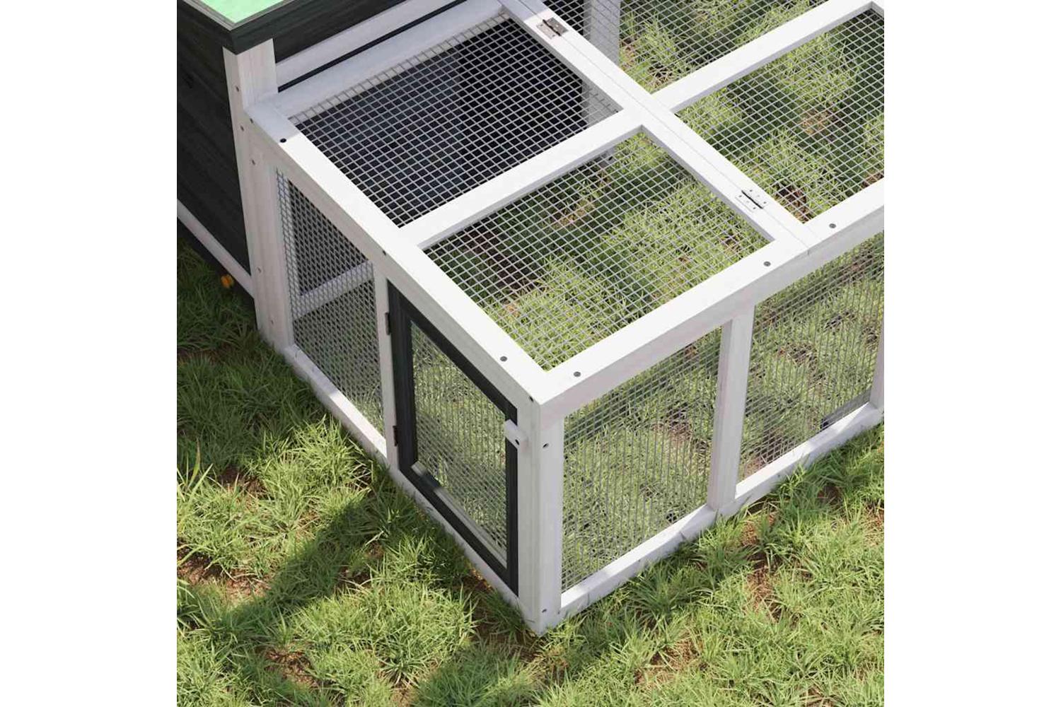 Vidaxl Rabbit Hutch Grey 144x123x675 Cm Solid Wood Pine-4