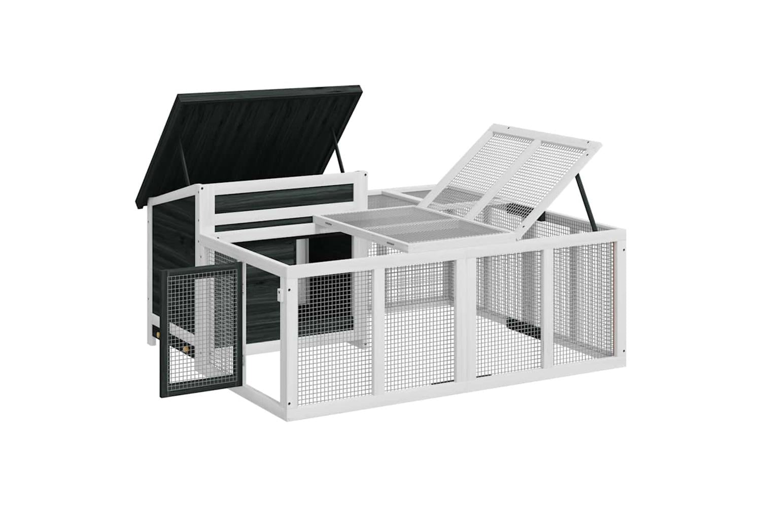 Vidaxl Rabbit Hutch Grey 144x123x675 Cm Solid Wood Pine-6
