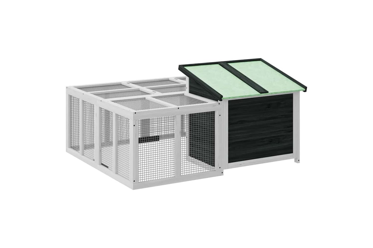 Vidaxl Rabbit Hutch Grey 144x123x675 Cm Solid Wood Pine-9