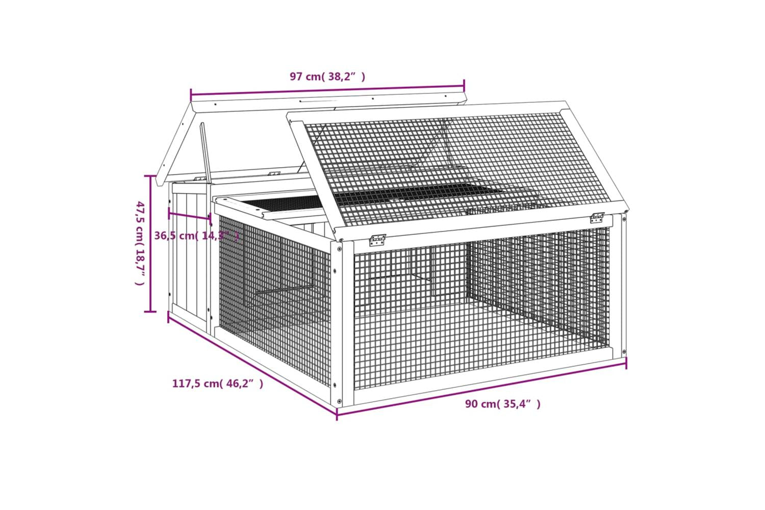 Vidaxl Rabbit Hutch Mocha 1175x97x475 Cm Solid Wood Pine-7