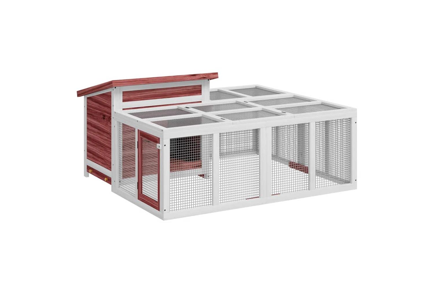 Vidaxl Rabbit Hutch Mocha 144x123x675 Cm Solid Wood Pine-2