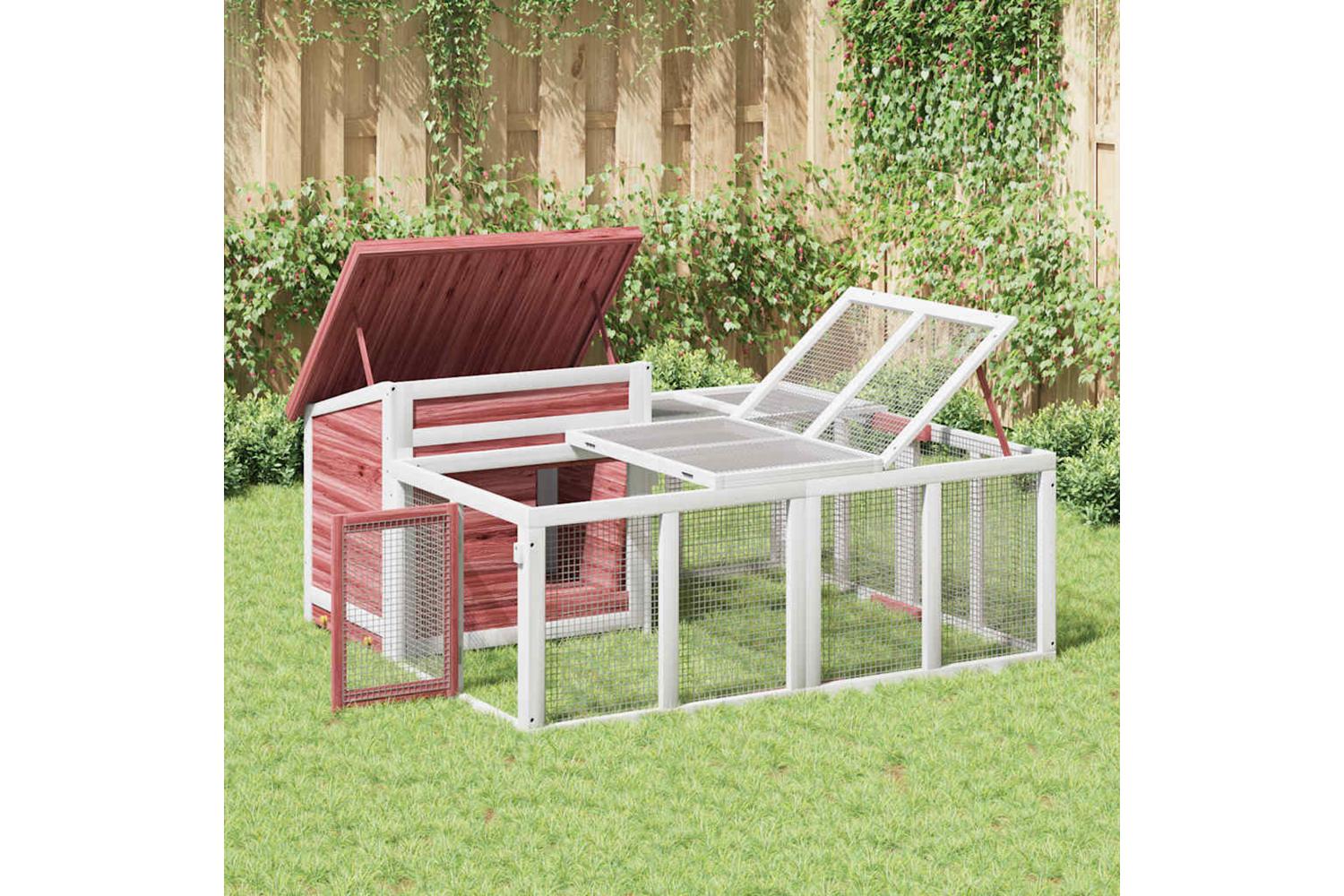 Vidaxl Rabbit Hutch Mocha 144x123x675 Cm Solid Wood Pine-3