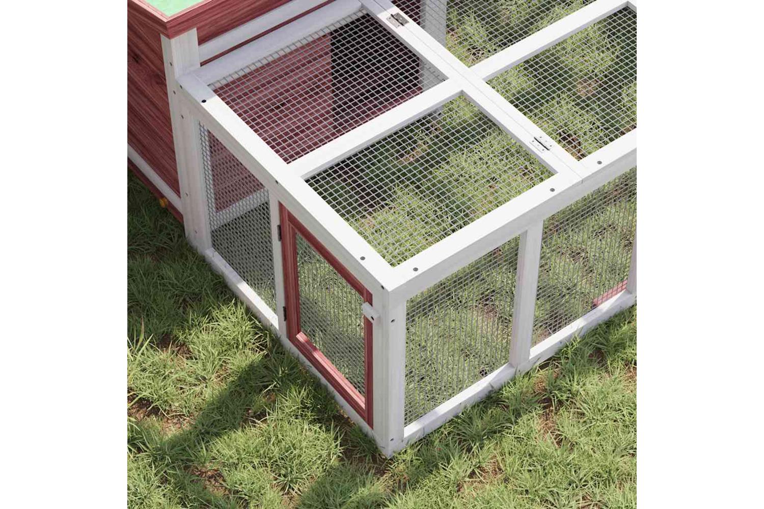 Vidaxl Rabbit Hutch Mocha 144x123x675 Cm Solid Wood Pine-4