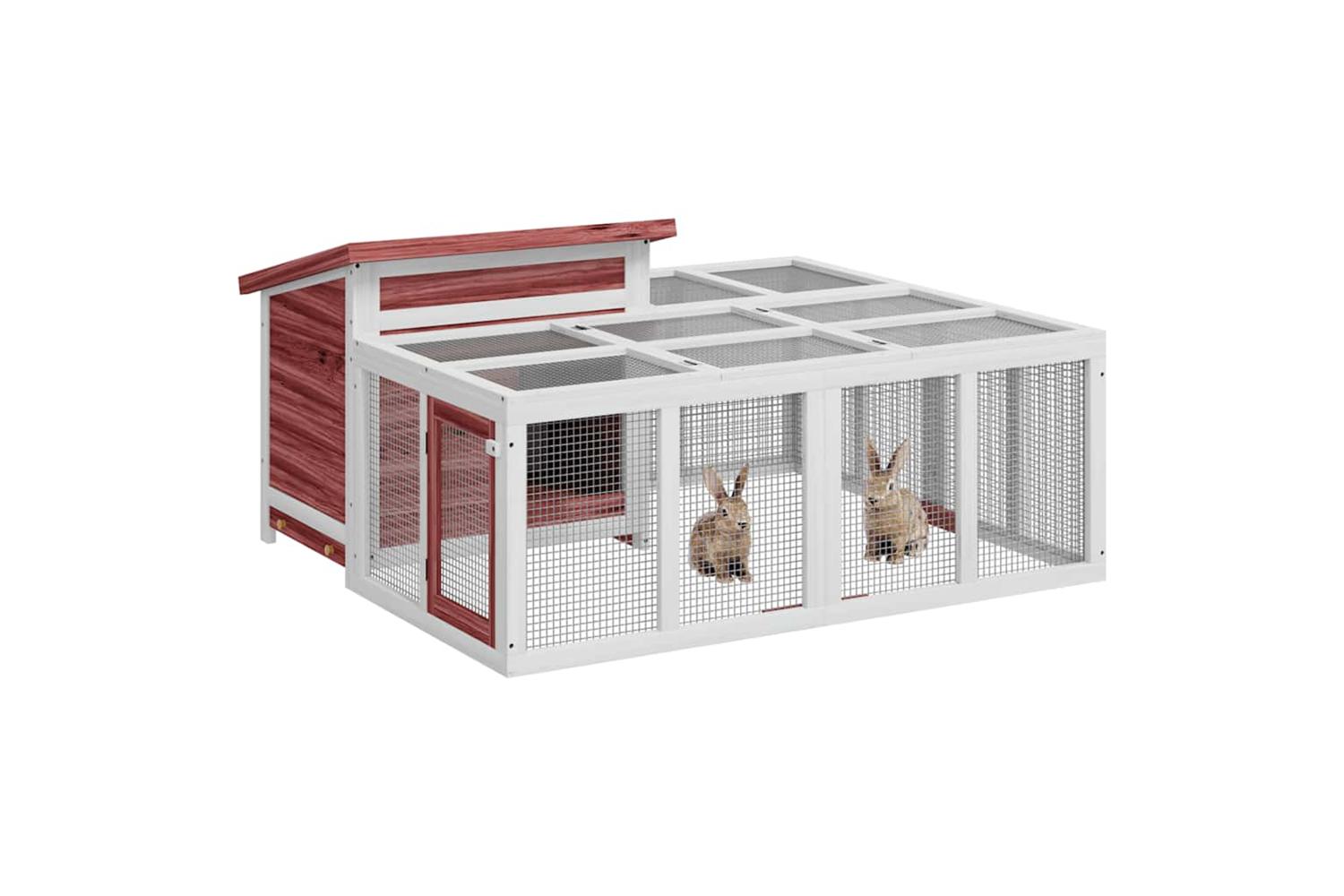 Vidaxl Rabbit Hutch Mocha 144x123x675 Cm Solid Wood Pine-5