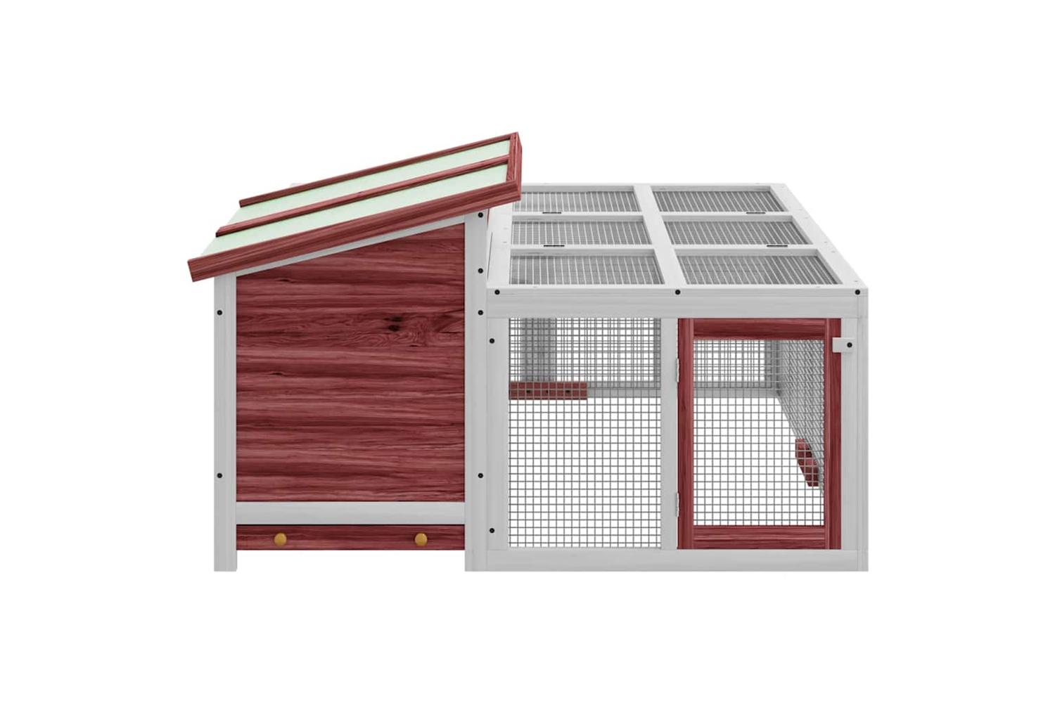 Vidaxl Rabbit Hutch Mocha 144x123x675 Cm Solid Wood Pine-8