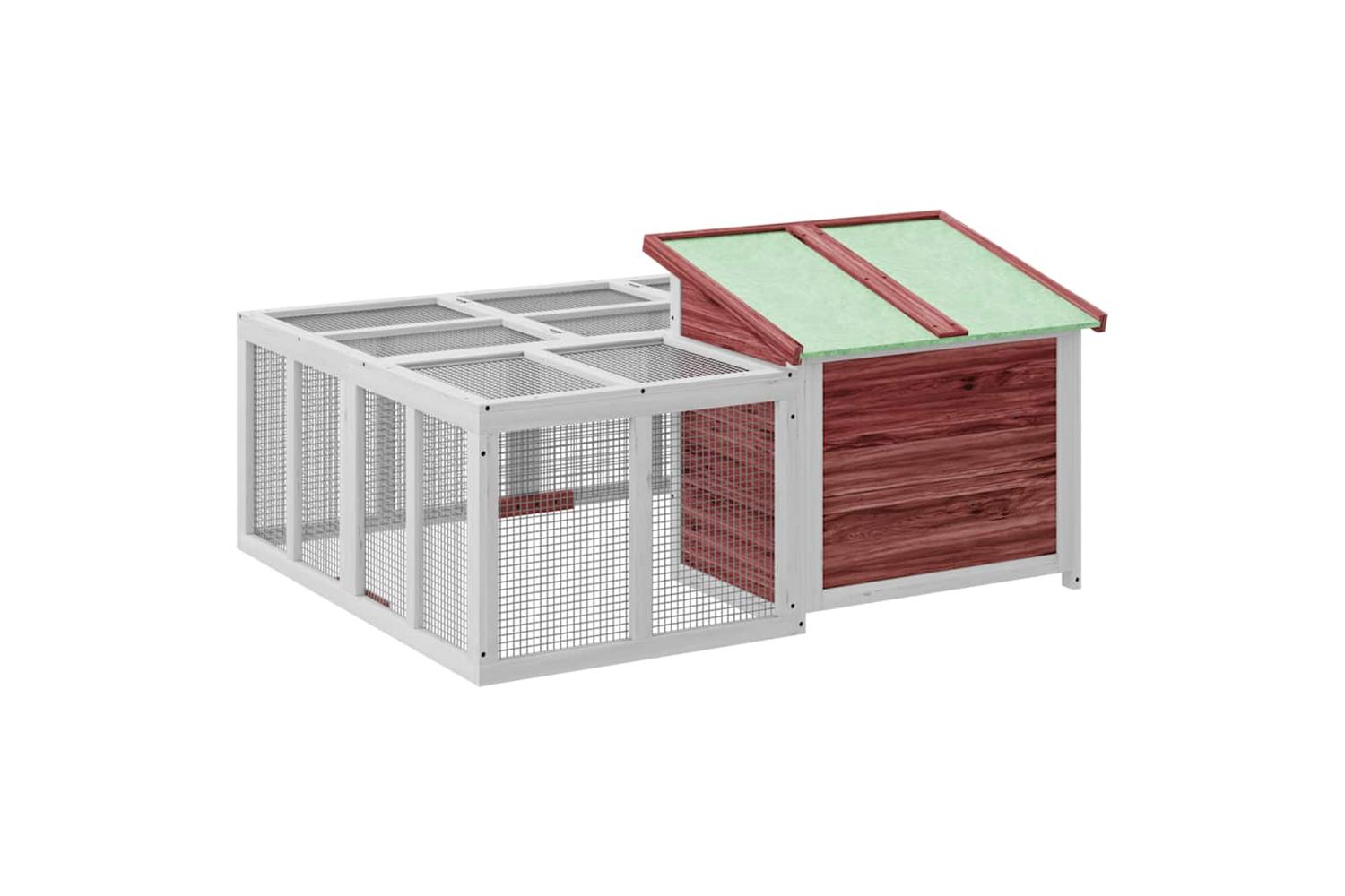 Vidaxl Rabbit Hutch Mocha 144x123x675 Cm Solid Wood Pine-9