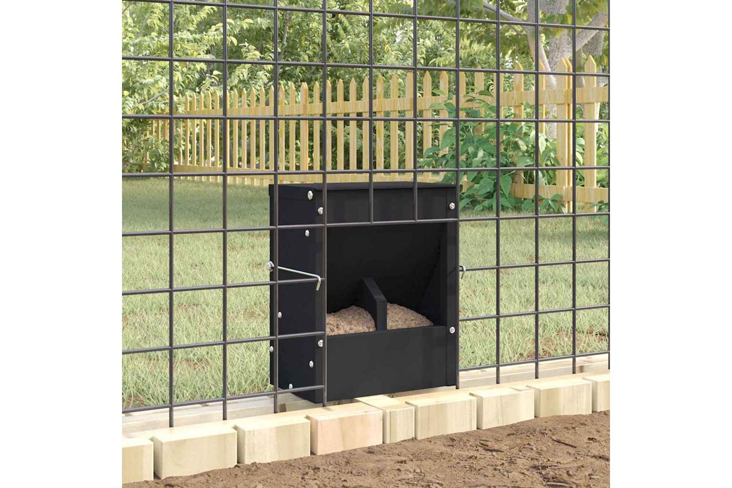 Vidaxl Rabbit Feeder Black 20 X 125 X 25 Cm Cold-rolled Steel-4