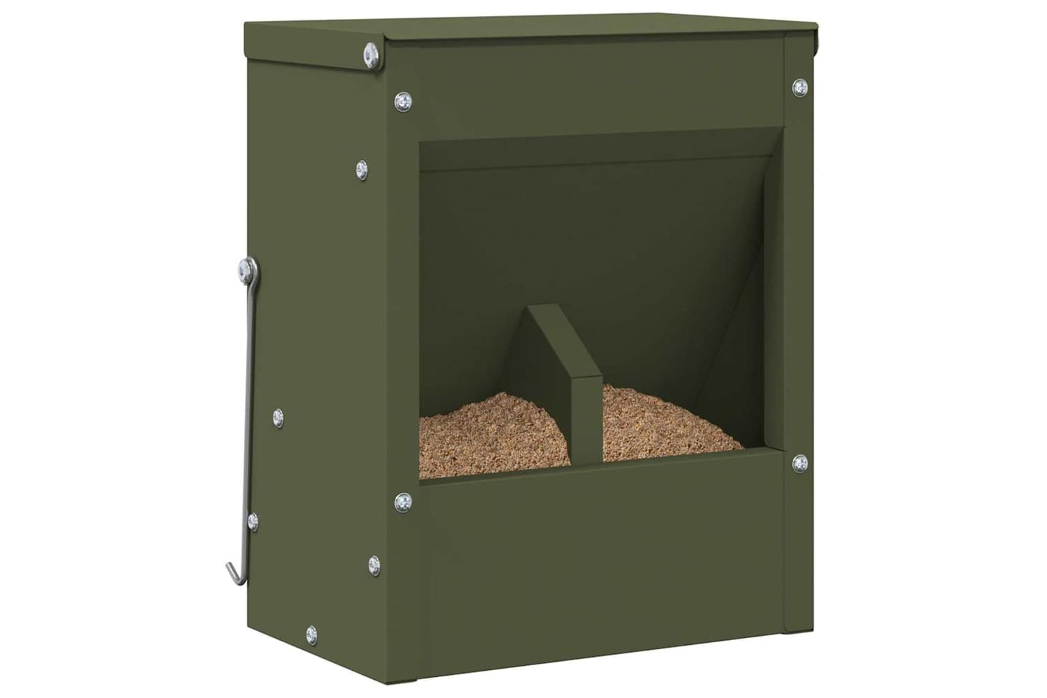 Vidaxl Rabbit Feeder Olive Green 20 X 125 X 25 Cm Cold-rolled Steel-3