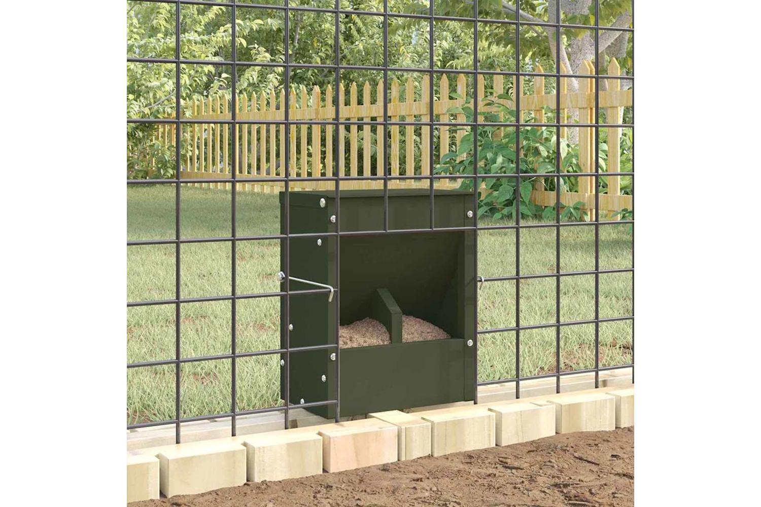 Vidaxl Rabbit Feeder Olive Green 20 X 125 X 25 Cm Cold-rolled Steel-4