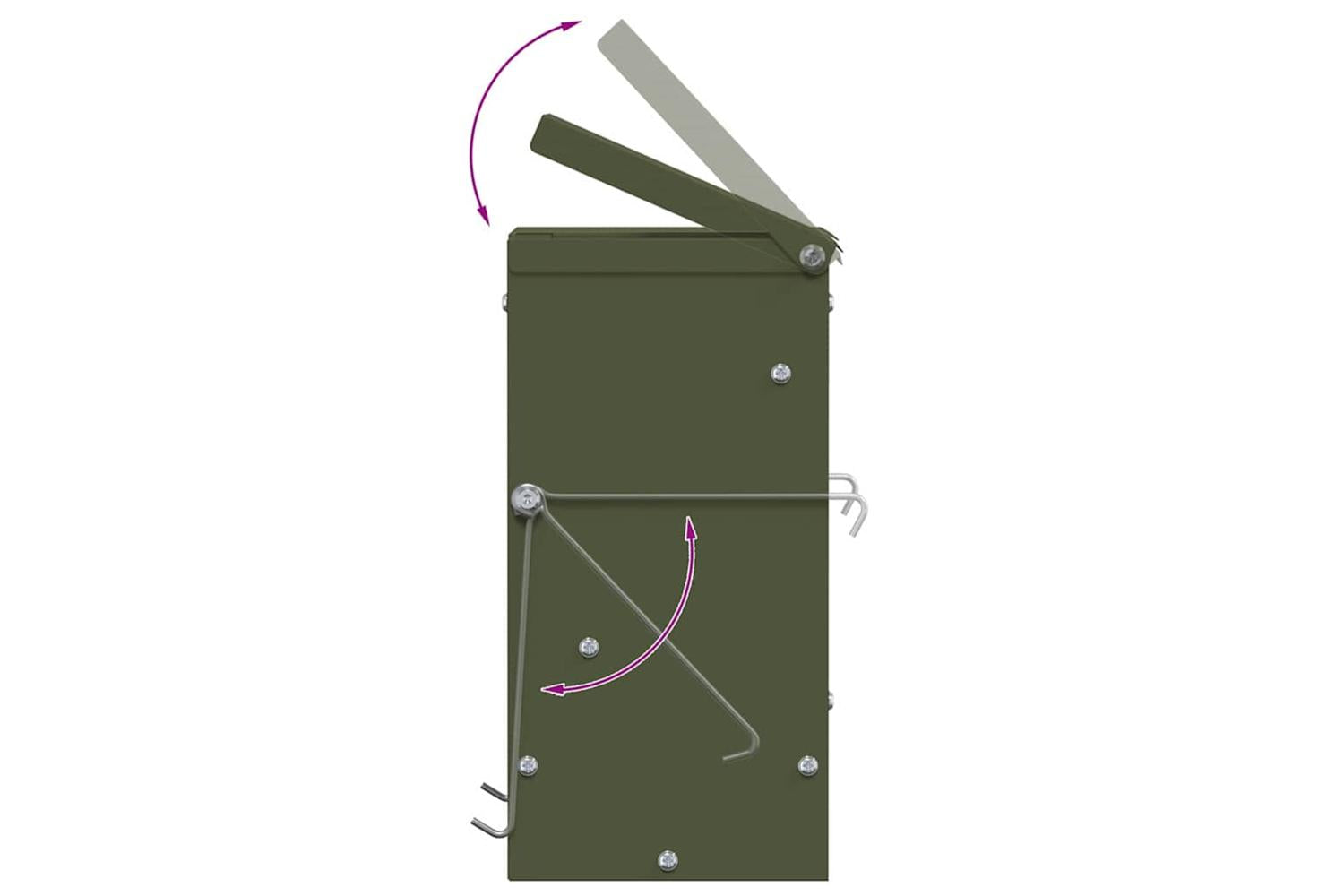 Vidaxl Rabbit Feeder Olive Green 20 X 125 X 25 Cm Cold-rolled Steel-10