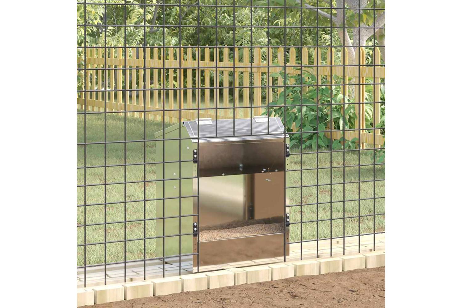 Vidaxl Rabbit Feeder Silver 335 X 255 X 455 Cm Galvanised Steel-4