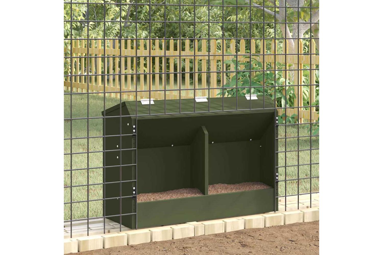 Vidaxl Rabbit Feeder Olive Green 645 X 255 X 455 Cm-4