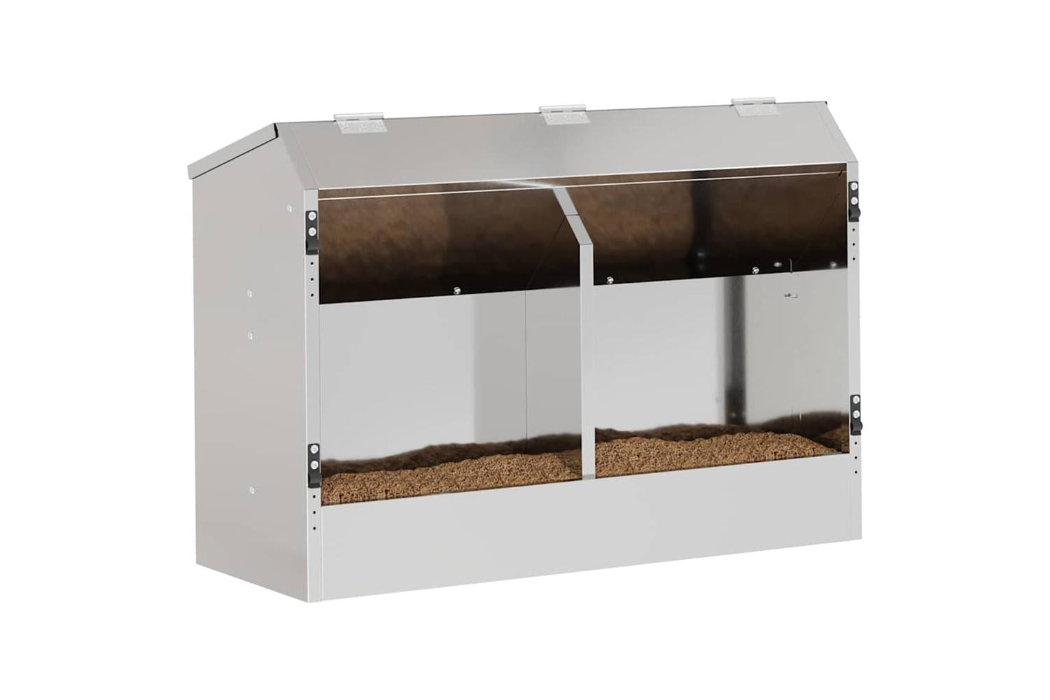 Vidaxl Rabbit Feeder Silver 645 X 255 X 455 Cm Galvanised Steel-3