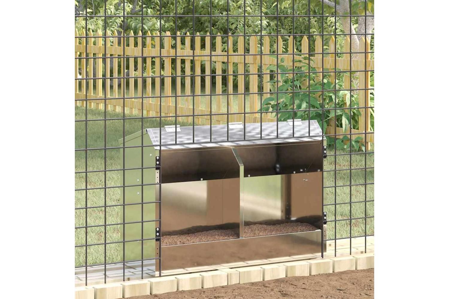 Vidaxl Rabbit Feeder Silver 645 X 255 X 455 Cm Galvanised Steel-4