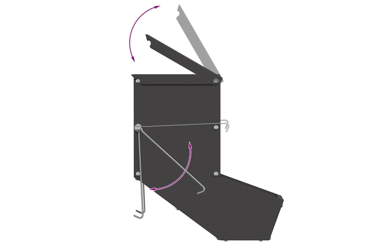 Vidaxl Rabbit Feeder Black 125 X 26 X 285 Cm Cold-rolled Steel-10