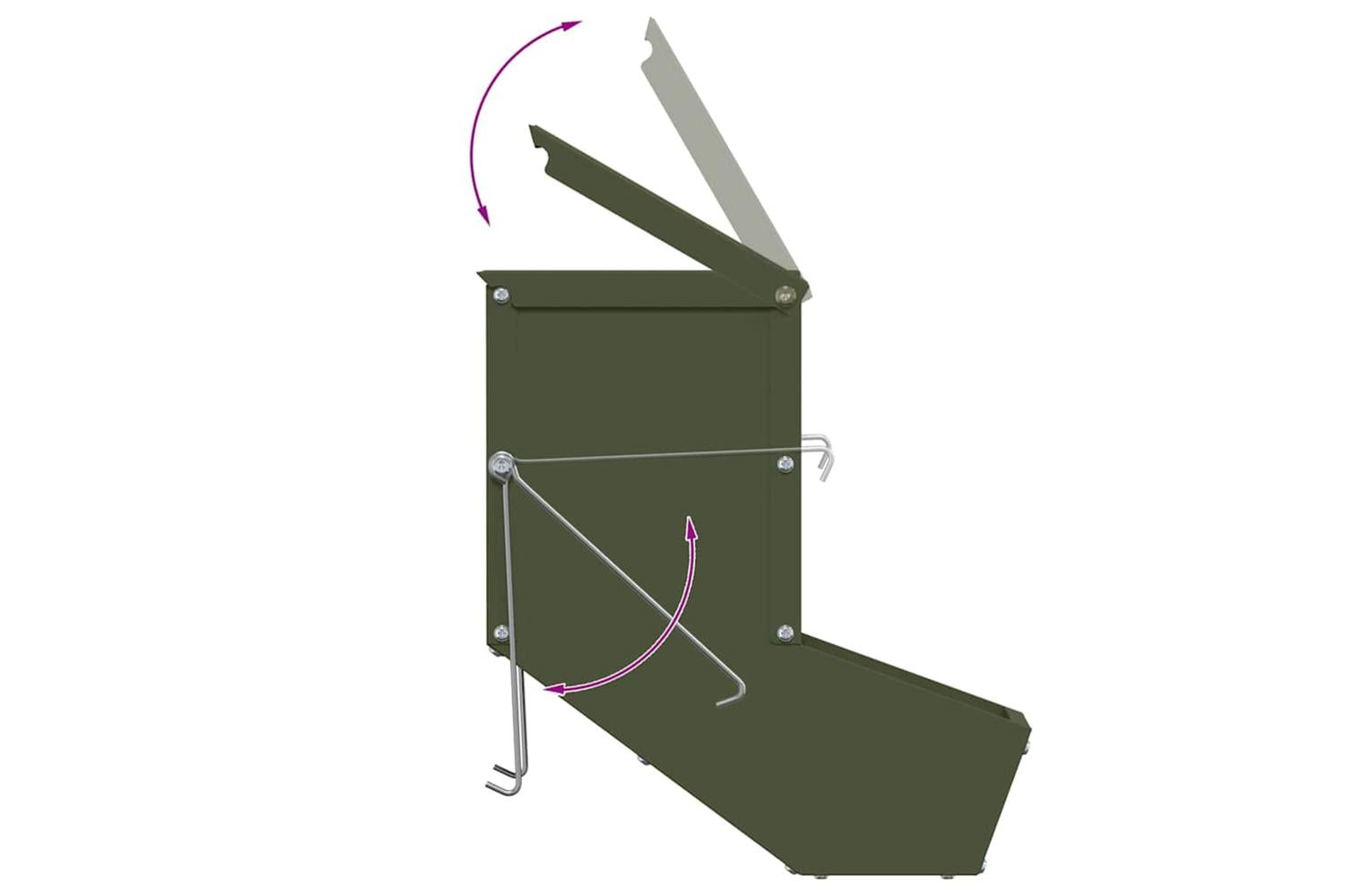 Vidaxl Rabbit Feeder Olive Green 125 X 26 X 285 Cm Cold-rolled Steel-10
