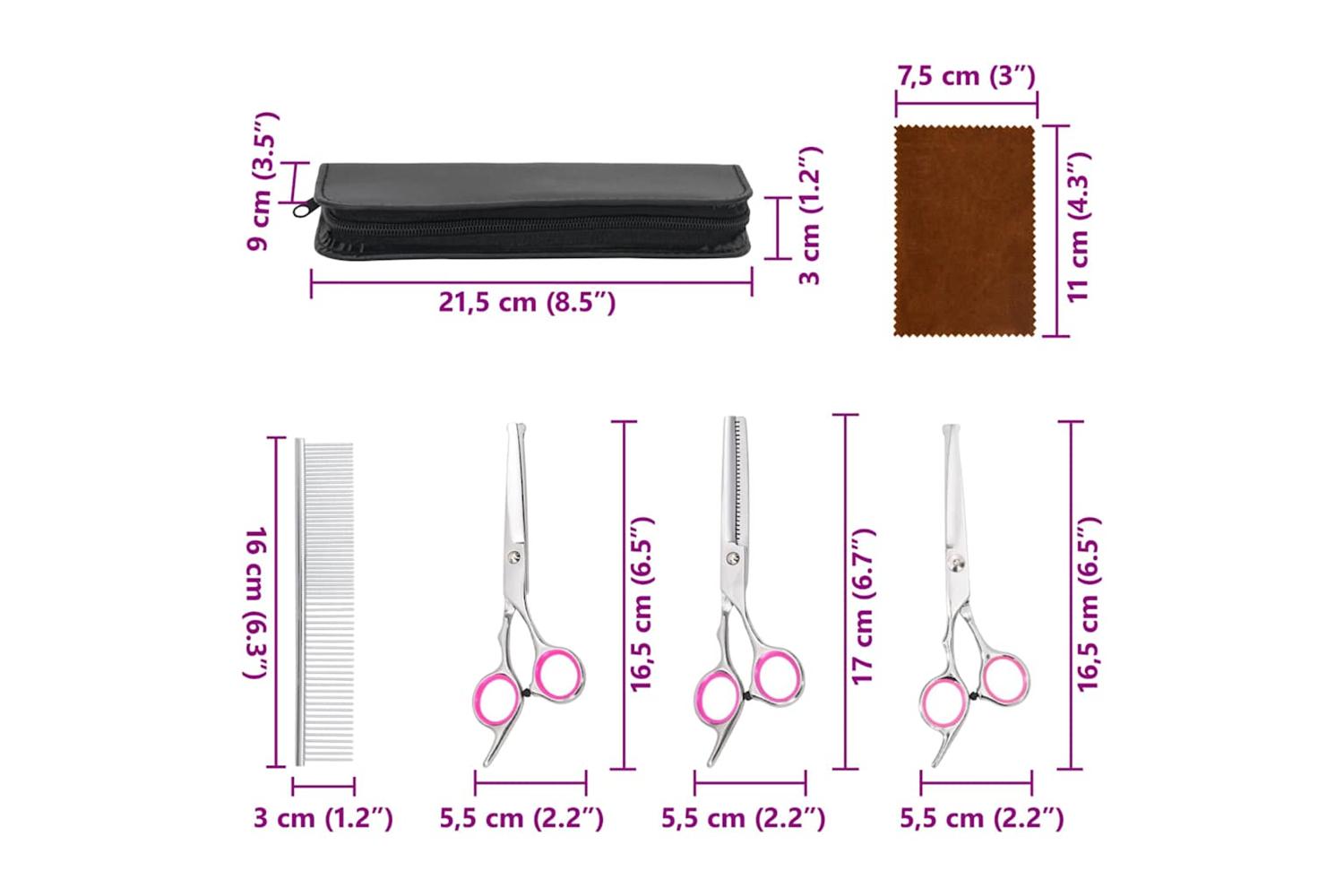 Vidaxl 4 Piece Dog Grooming Scissors Set Stainless Steel-8