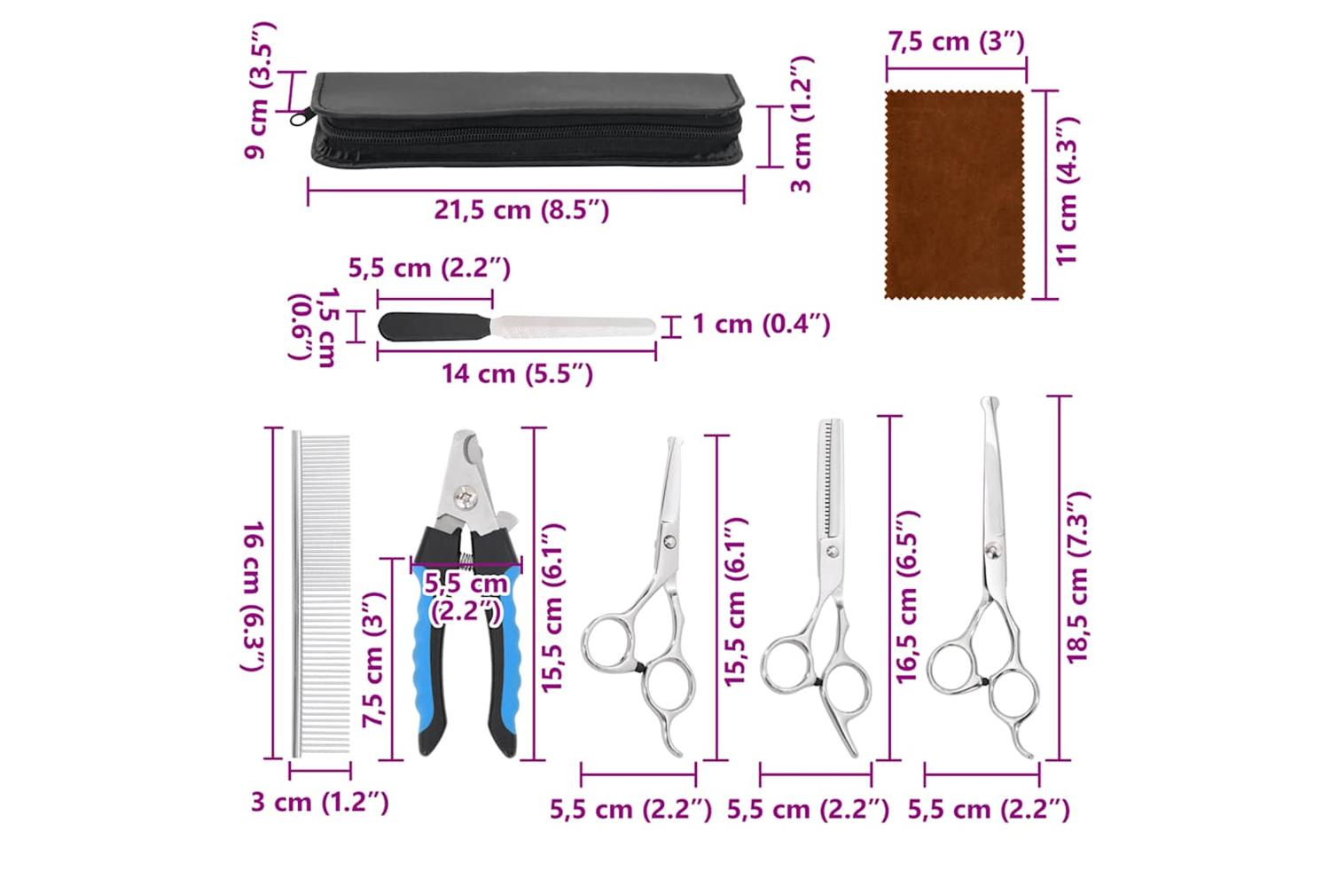 Vidaxl 6 Piece Dog Grooming Scissors Set Stainless Steel-8
