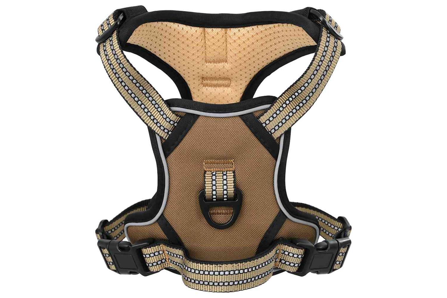 Vidaxl Dog Harness With Reflective Stripes Adjustable Brown S