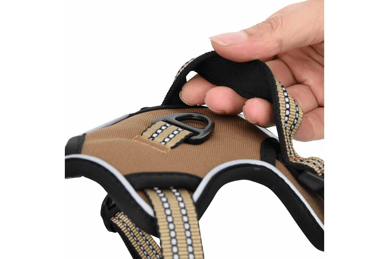 Vidaxl Dog Harness With Reflective Stripes Adjustable Brown S-9