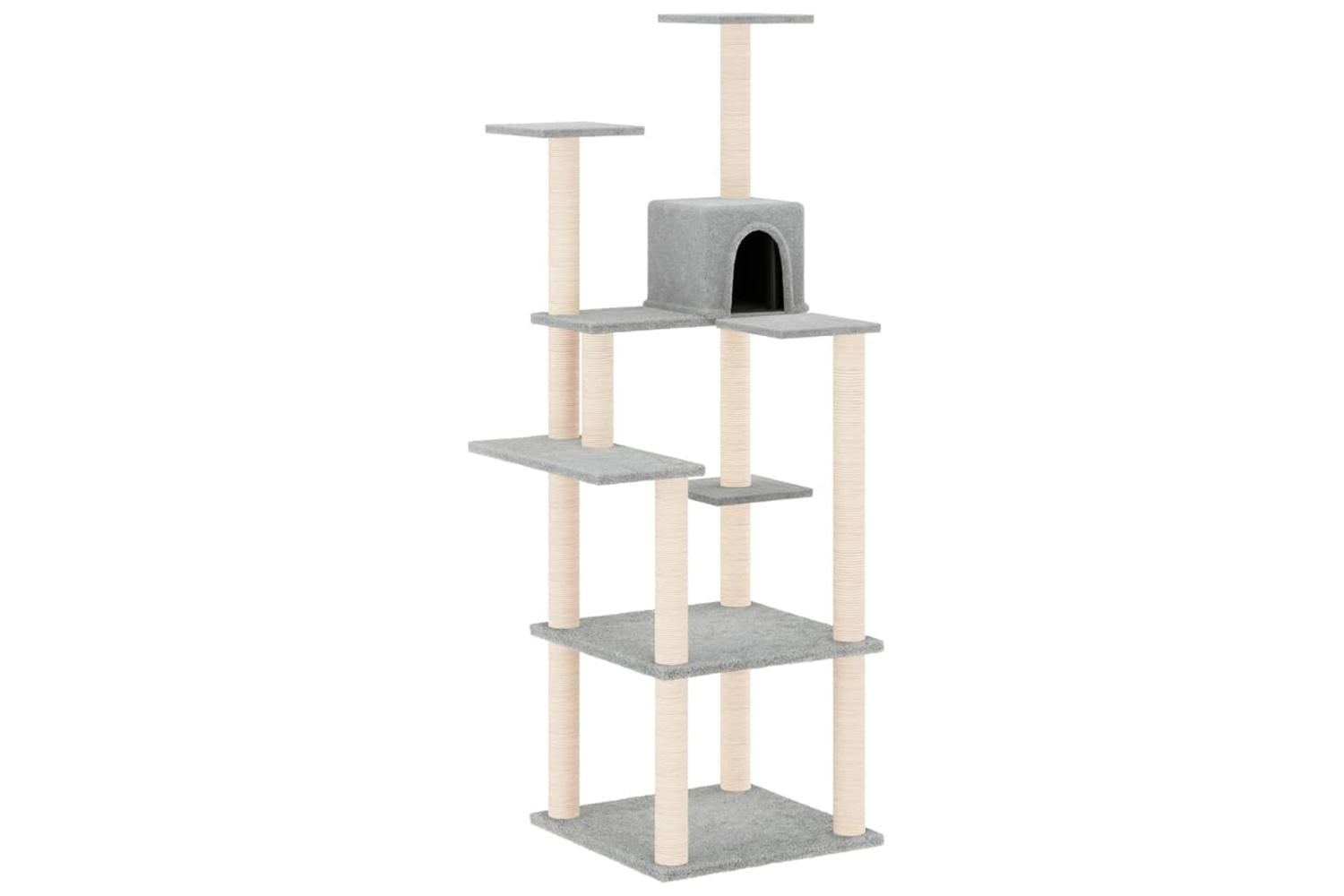 Vidaxl Cat Tree With Sisal Scratching Posts Light Grey 153 Cm-2