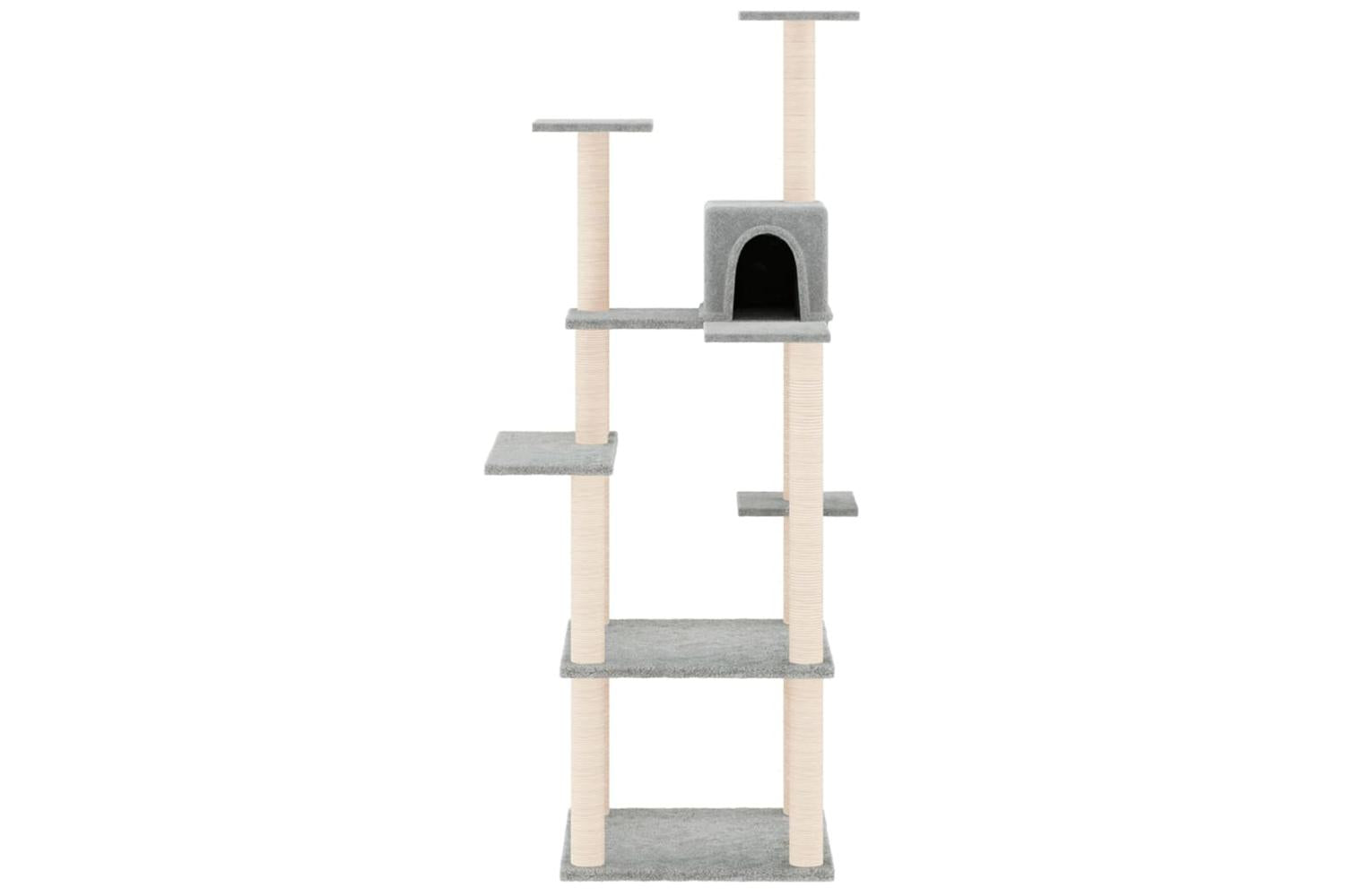 Vidaxl Cat Tree With Sisal Scratching Posts Light Grey 153 Cm-3