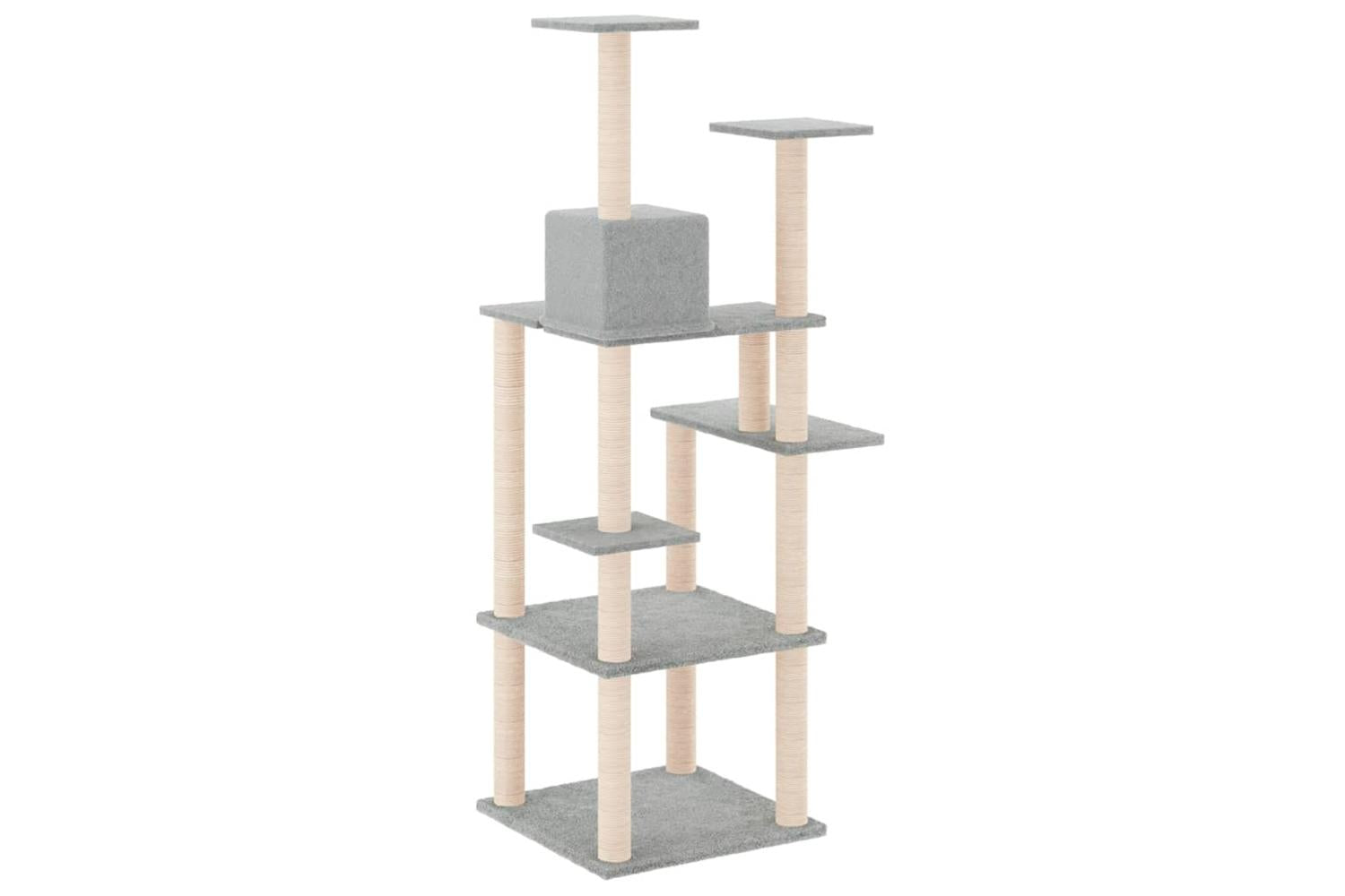 Vidaxl Cat Tree With Sisal Scratching Posts Light Grey 153 Cm-5