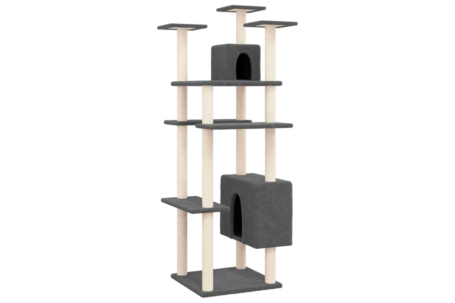 Vidaxl Cat Tree With Sisal Scratching Posts Dark Grey 162 Cm-2