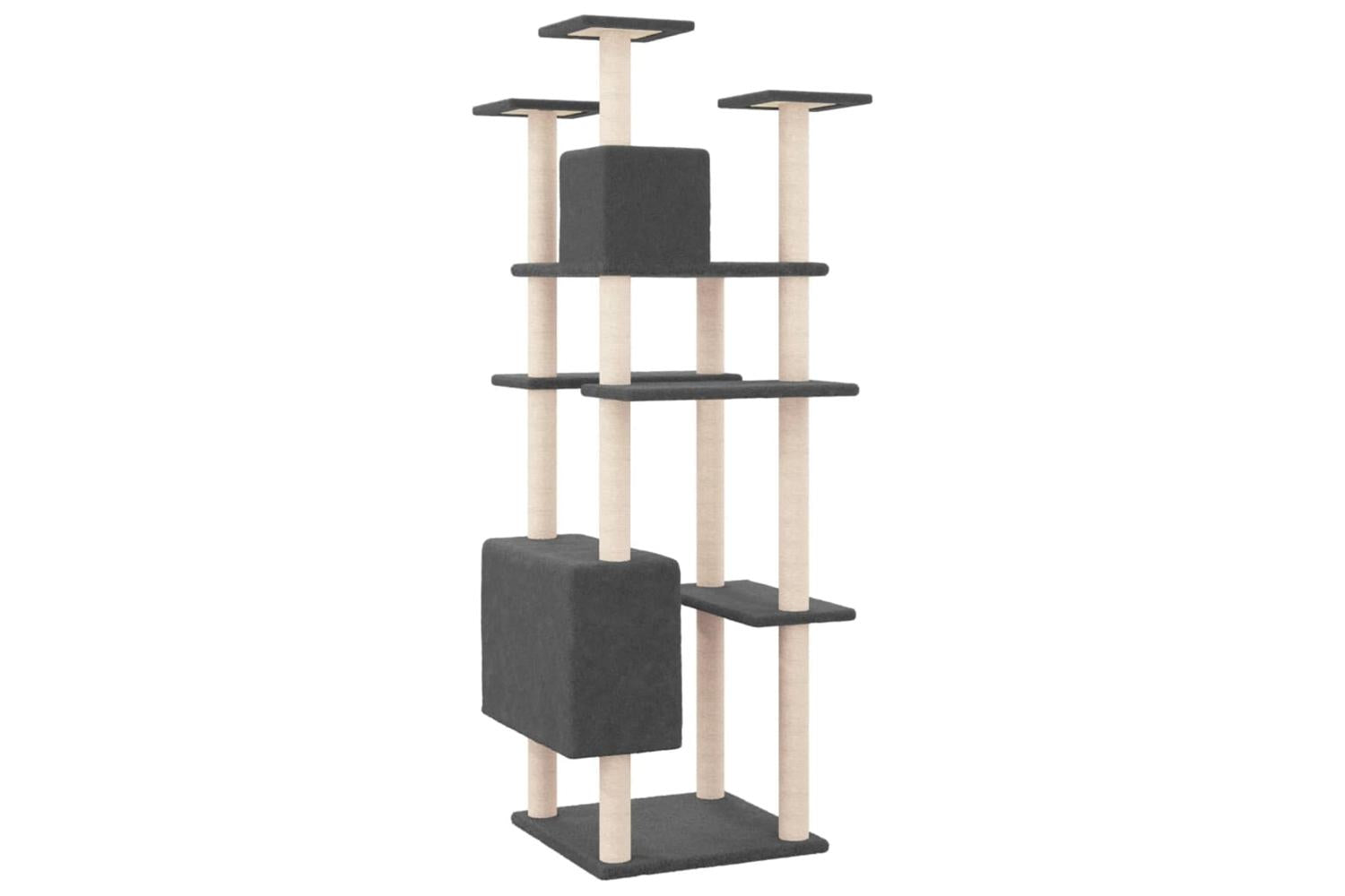 Vidaxl Cat Tree With Sisal Scratching Posts Dark Grey 162 Cm-5