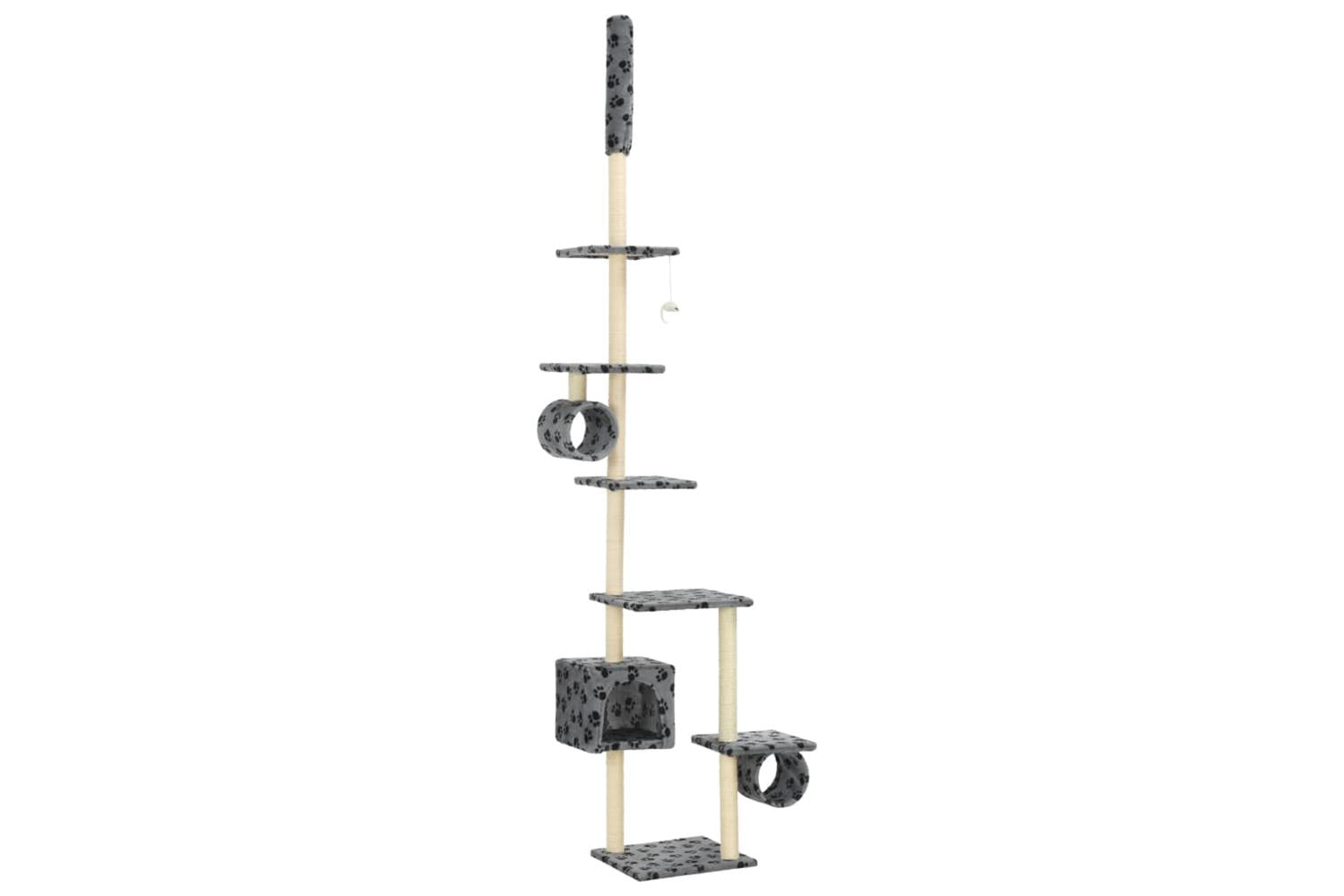 Vidaxl Cat Tree With Sisal Scratching Posts 260 Cm Grey Paw Prints-2