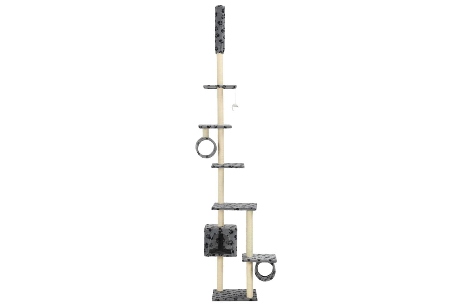 Vidaxl Cat Tree With Sisal Scratching Posts 260 Cm Grey Paw Prints-3