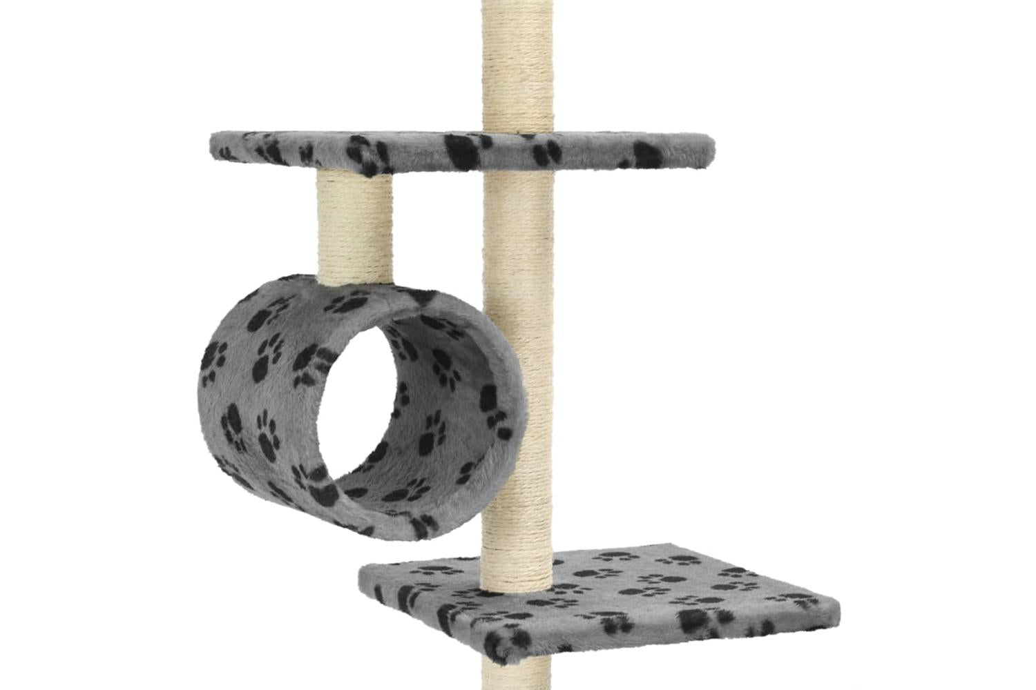 Vidaxl Cat Tree With Sisal Scratching Posts 260 Cm Grey Paw Prints-5