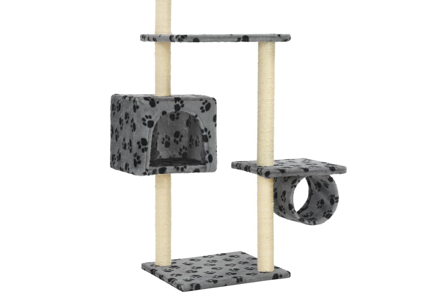 Vidaxl Cat Tree With Sisal Scratching Posts 260 Cm Grey Paw Prints-6