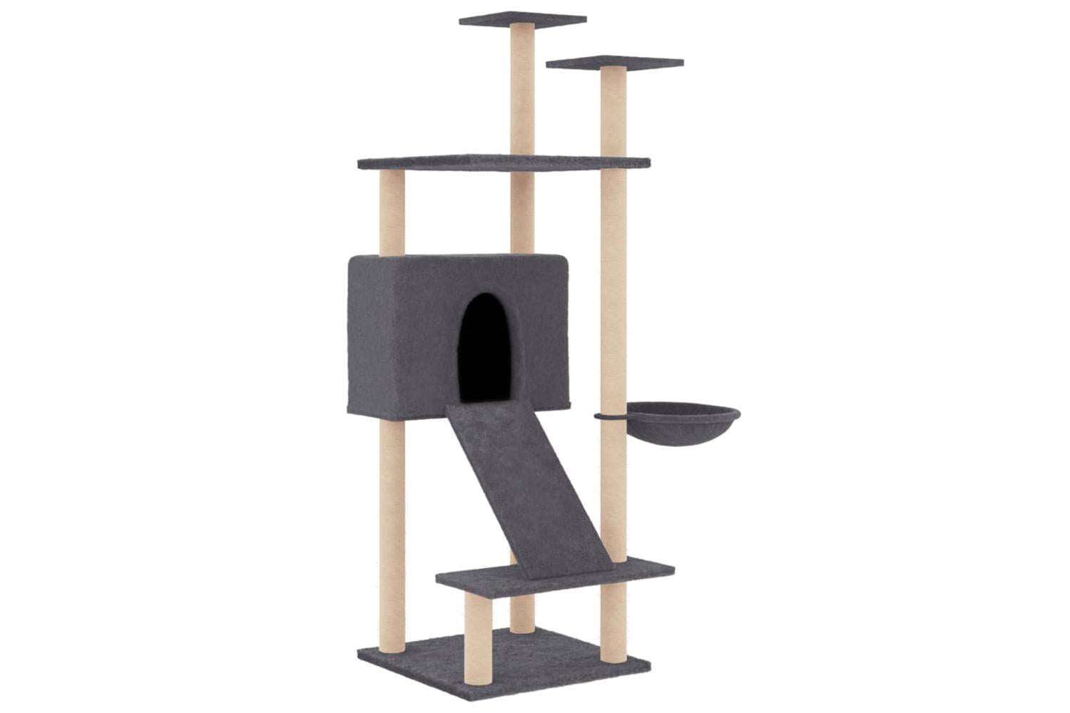 Vidaxl Cat Tree With Sisal Scratching Posts Dark Grey 153 Cm-2