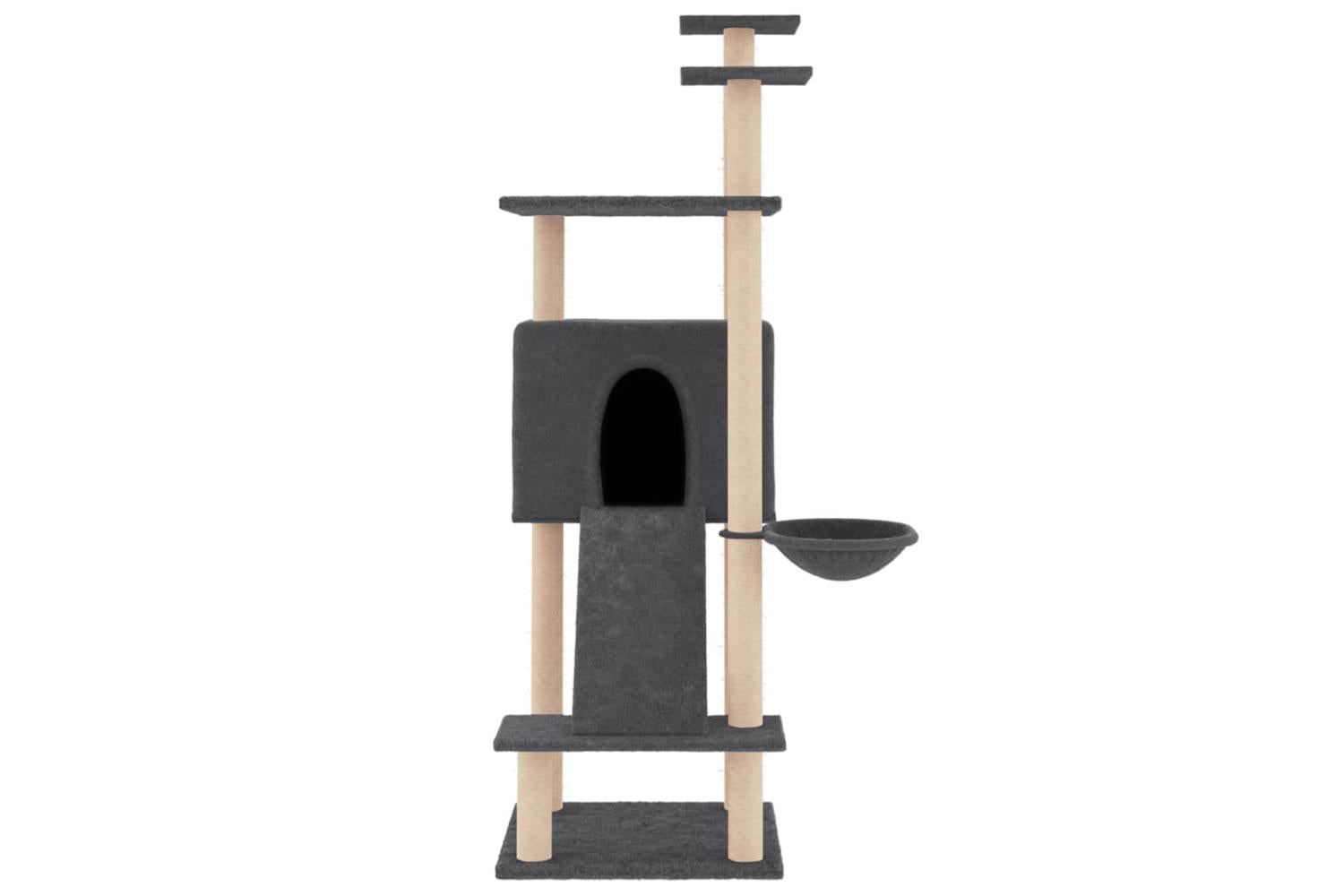 Vidaxl Cat Tree With Sisal Scratching Posts Dark Grey 153 Cm-3